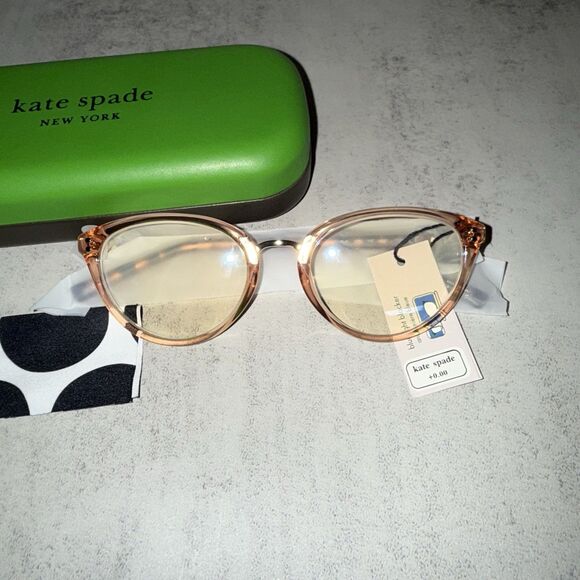 Kate Spade Emilia Cat Eye Reading Glasses Crystal Beige/Demo Lens - Picture 3 of 15